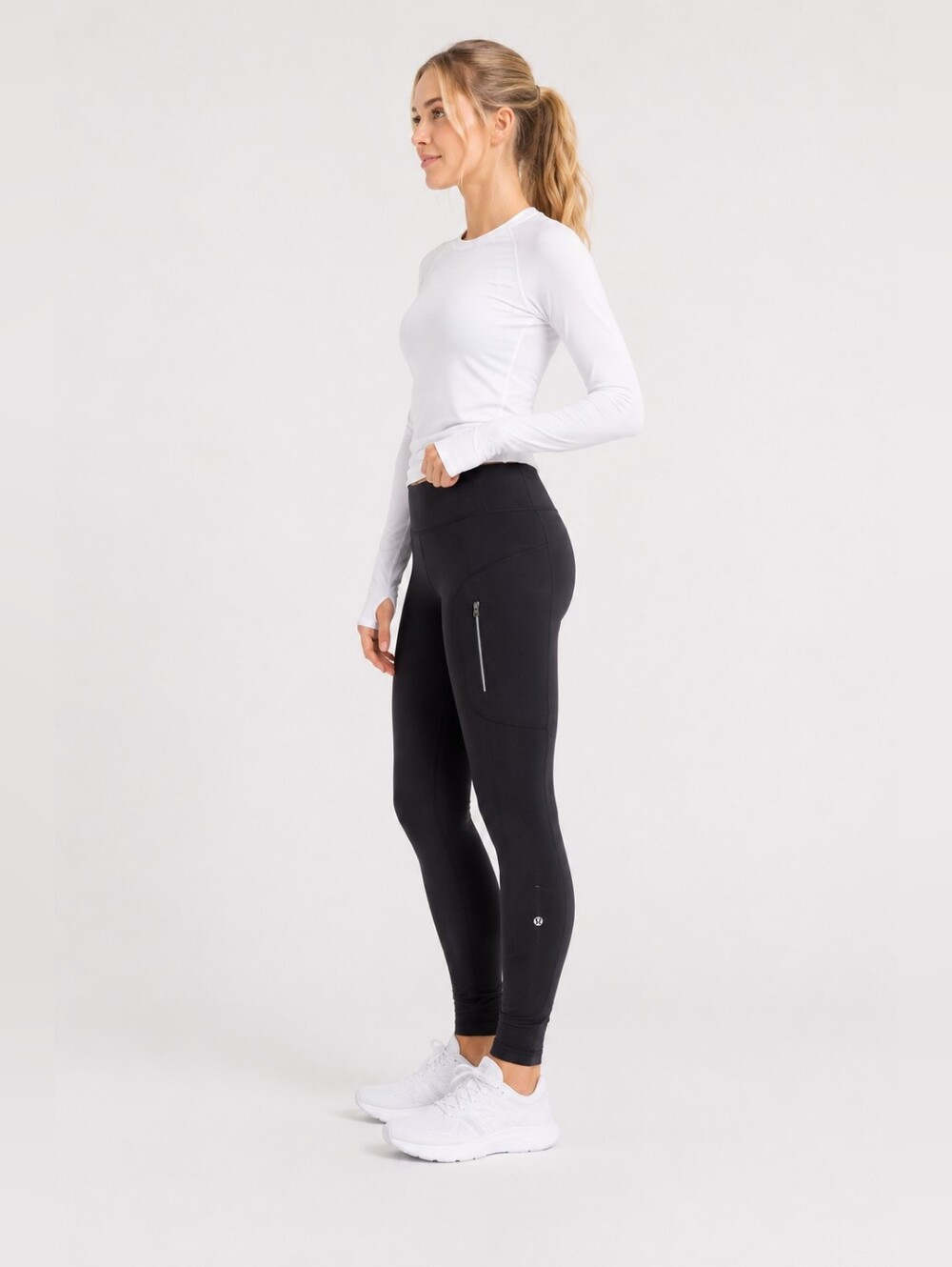 Lululemon Run For It Tight Tech Fleece Leggings Black 6